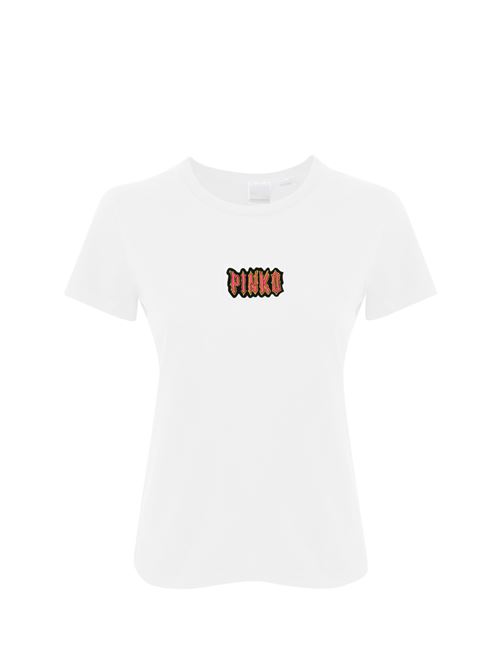 T-shirt con logo in cotone bianco PINKO | 103349 A23WZ05